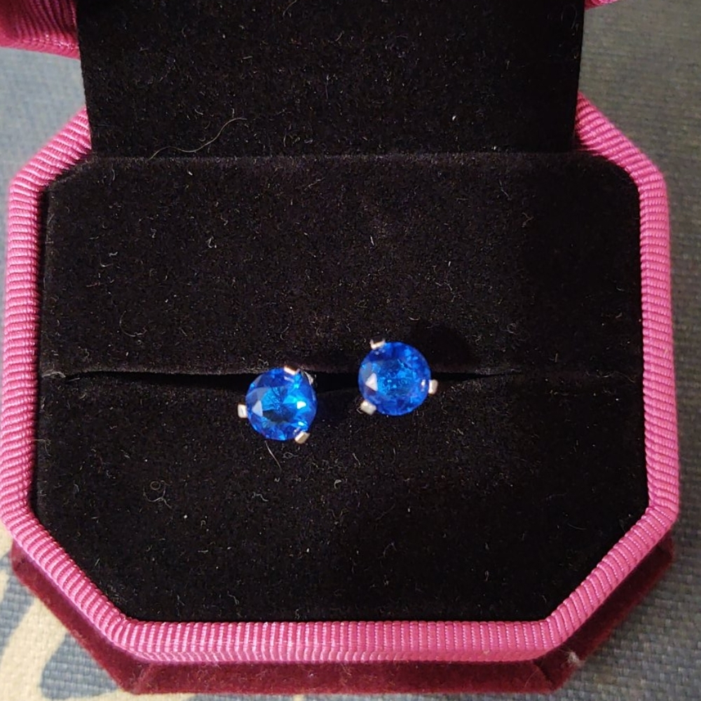 925 Silver and lab sapphire earrings